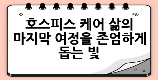 호스피스 케어, 삶의 마지막 여정을 존엄하게 돕는 빛 🕊️